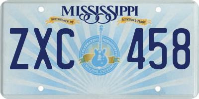 MS license plate ZXC458