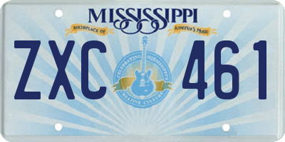 MS license plate ZXC461
