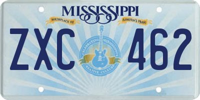 MS license plate ZXC462