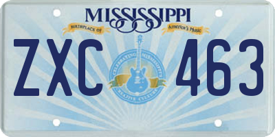 MS license plate ZXC463