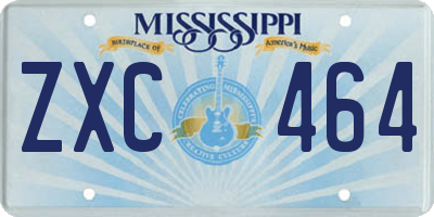 MS license plate ZXC464