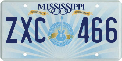 MS license plate ZXC466