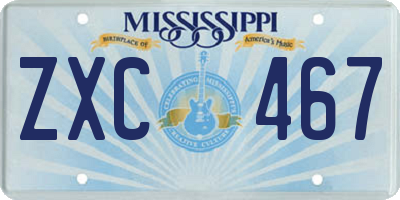 MS license plate ZXC467