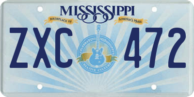 MS license plate ZXC472