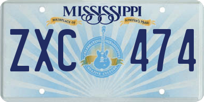 MS license plate ZXC474