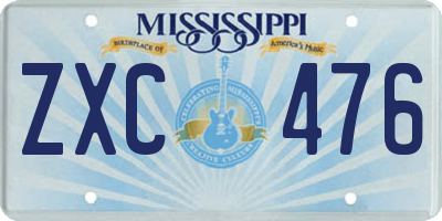 MS license plate ZXC476