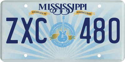 MS license plate ZXC480