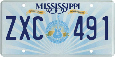 MS license plate ZXC491