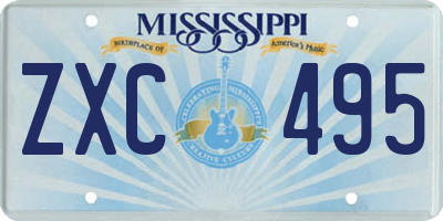 MS license plate ZXC495