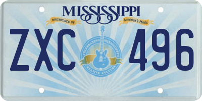 MS license plate ZXC496