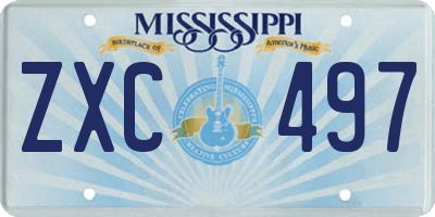 MS license plate ZXC497