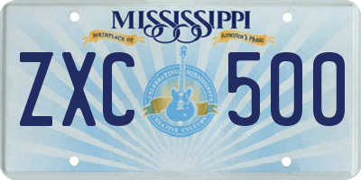 MS license plate ZXC500