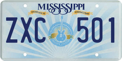 MS license plate ZXC501