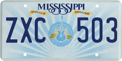 MS license plate ZXC503