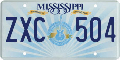 MS license plate ZXC504