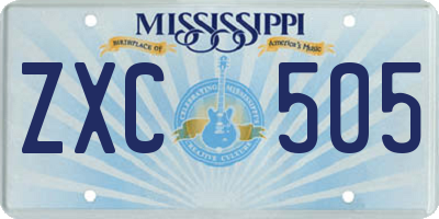 MS license plate ZXC505
