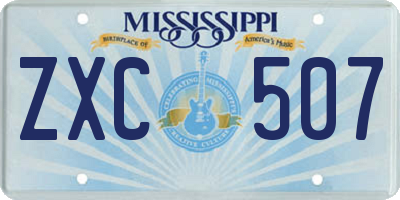 MS license plate ZXC507
