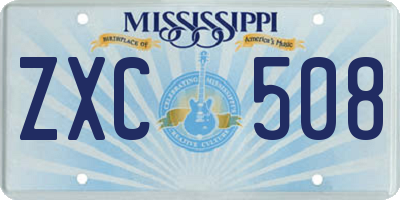 MS license plate ZXC508