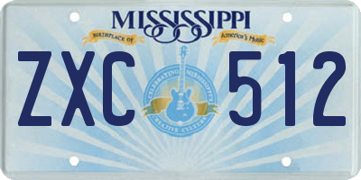 MS license plate ZXC512