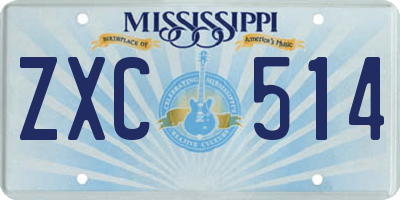 MS license plate ZXC514