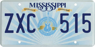 MS license plate ZXC515