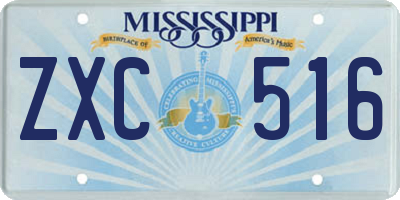 MS license plate ZXC516