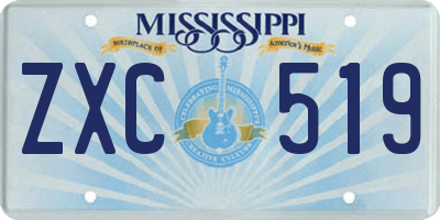 MS license plate ZXC519