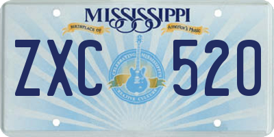 MS license plate ZXC520