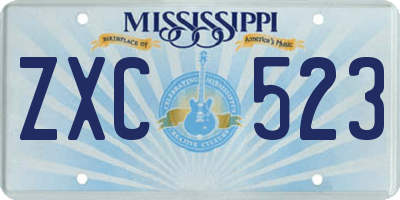 MS license plate ZXC523