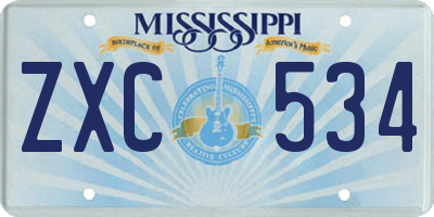 MS license plate ZXC534