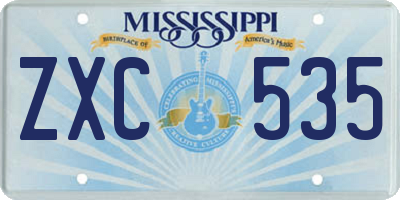 MS license plate ZXC535