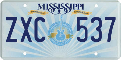 MS license plate ZXC537