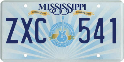 MS license plate ZXC541