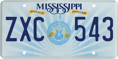MS license plate ZXC543