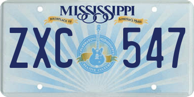 MS license plate ZXC547