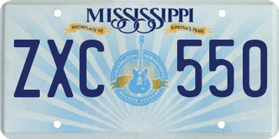 MS license plate ZXC550