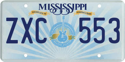 MS license plate ZXC553