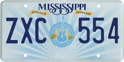 MS license plate ZXC554