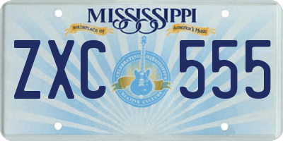 MS license plate ZXC555