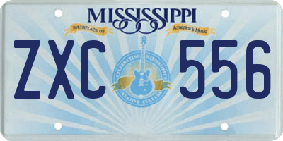 MS license plate ZXC556