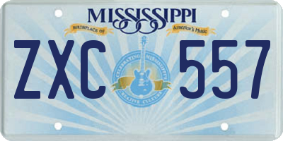 MS license plate ZXC557