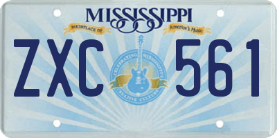 MS license plate ZXC561