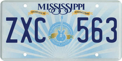 MS license plate ZXC563
