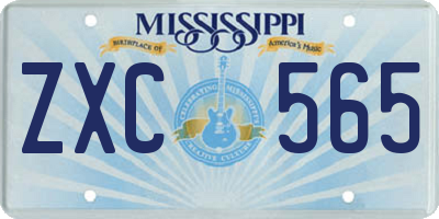 MS license plate ZXC565