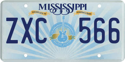 MS license plate ZXC566