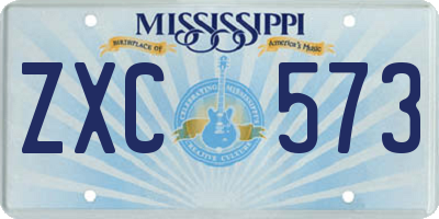 MS license plate ZXC573