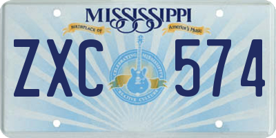 MS license plate ZXC574