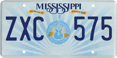 MS license plate ZXC575