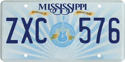 MS license plate ZXC576