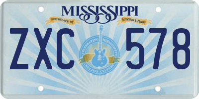 MS license plate ZXC578